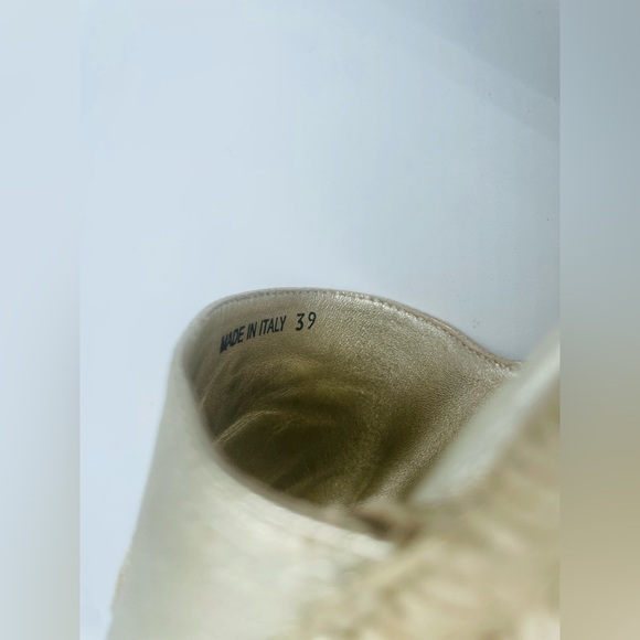 Prada Gold leather logo embroidered accent slide espadrille sandal EU 39 - Picture 6 of 10